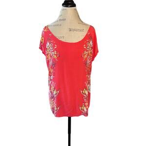 Old Navy Coral Women's Tropical Floral Print Tunic Size XL